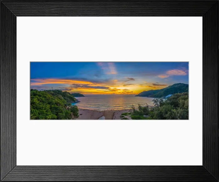 Framed Print : aerial view sunset above Nai Harn beach Framed Print : aerial view sunset above Nai Harn beach