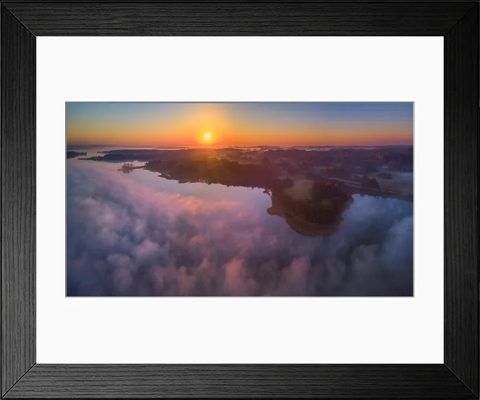 Framed Print : Aerial panoramic view of fog at Autumn, Lithuania Framed Print : Aerial panoramic view of fog at Autumn, Lithuania