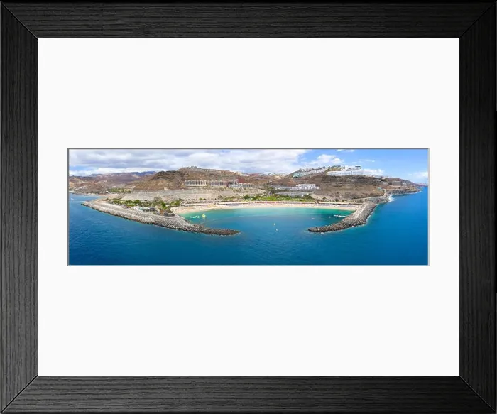 Framed Print : Panorama from the air of the beautiful Amadores beach at Gran Canaria Framed Print : Panorama from the air of the beautiful Amadores beach at Gran Canaria