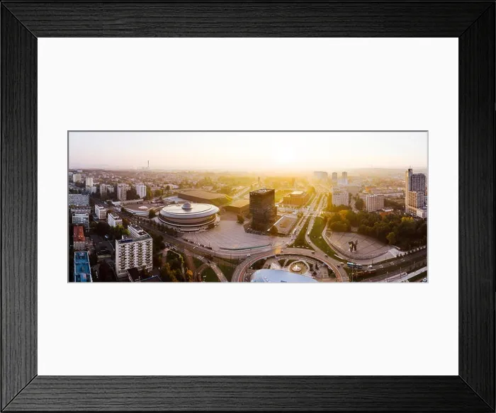 Framed Print : Beautiful sunrise over city center of Katowice Framed Print : Beautiful sunrise over city center of Katowice