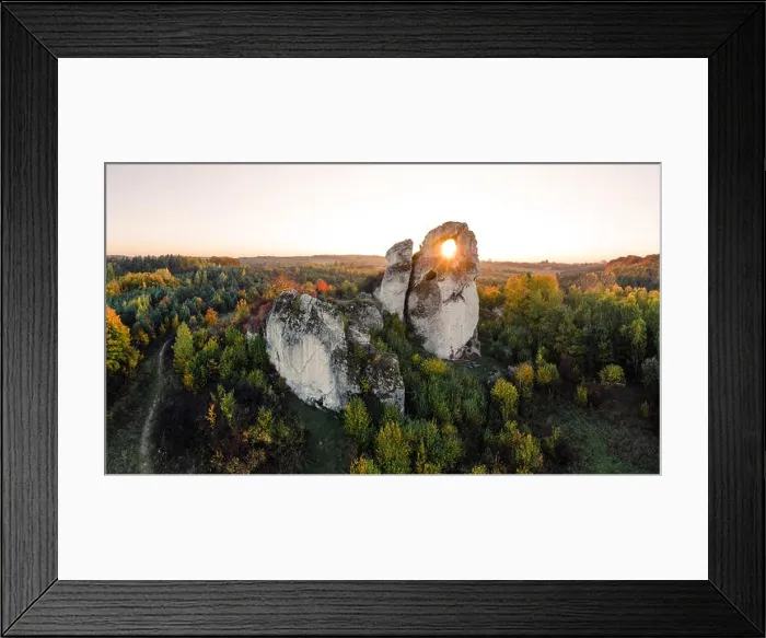 Framed Print : A panoramic view of the unique Okiennik rock in Poland with a large natural window Framed Print : A panoramic view of the unique Okiennik rock in Poland with a large natural window
