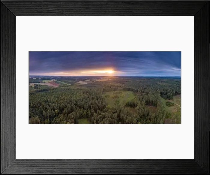 Framed Print : Beautiful sunset with strange clouds over forest. Drone landscape Framed Print : Beautiful sunset with strange clouds over forest. Drone landscape