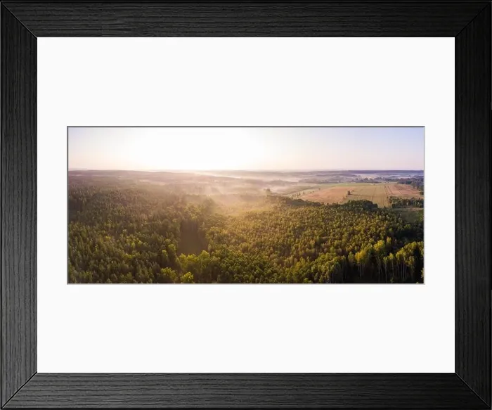 Framed Print : Beautiful foggy polish landscape photographed from drone. Drone view landscape Framed Print : Beautiful foggy polish landscape photographed from drone. Drone view landscape