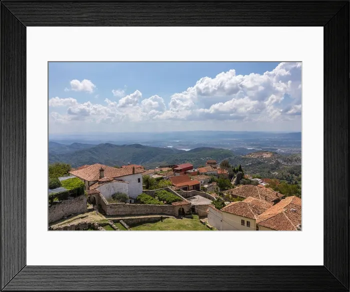 Framed Print : An old city in the mountains of Albania. Top landscape view Framed Print : An old city in the mountains of Albania. Top landscape view