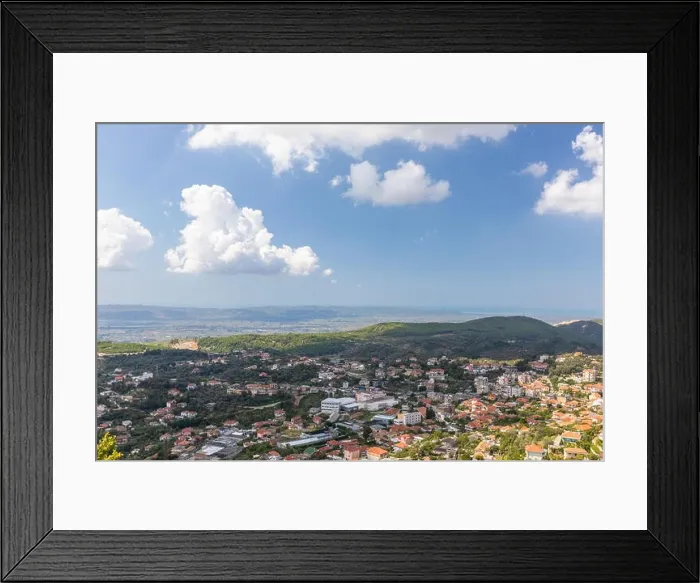 Framed Print : An old city in the mountains of Albania. Top landscape view Framed Print : An old city in the mountains of Albania. Top landscape view