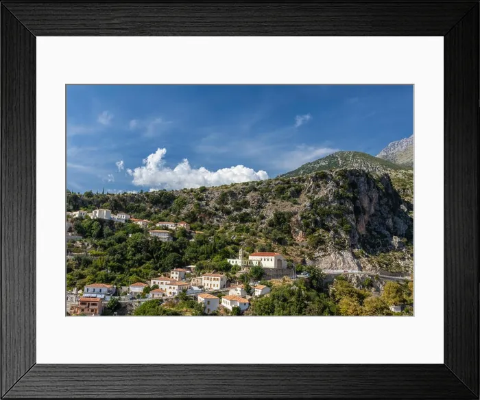 Framed Print : An old city in the mountains of Albania. Top landscape view Framed Print : An old city in the mountains of Albania. Top landscape view