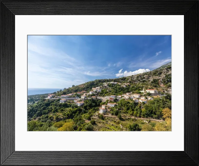 Framed Print : An old city in the mountains of Albania. Top landscape view Framed Print : An old city in the mountains of Albania. Top landscape view