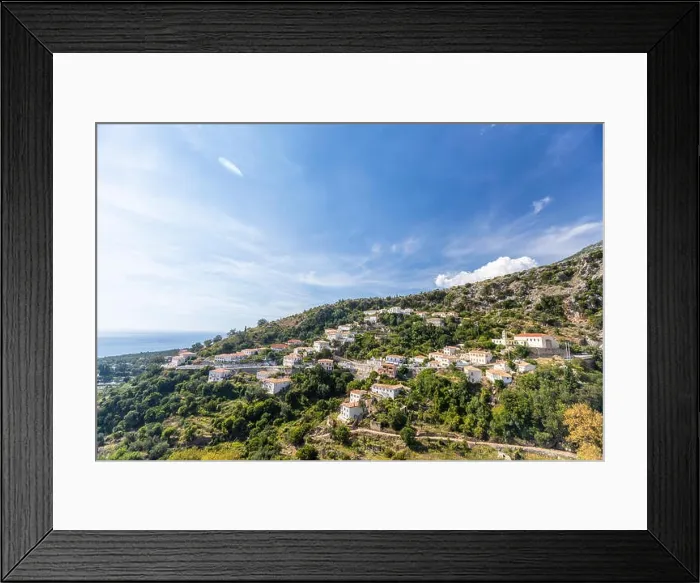 Framed Print : An old city in the mountains of Albania. Top landscape view Framed Print : An old city in the mountains of Albania. Top landscape view