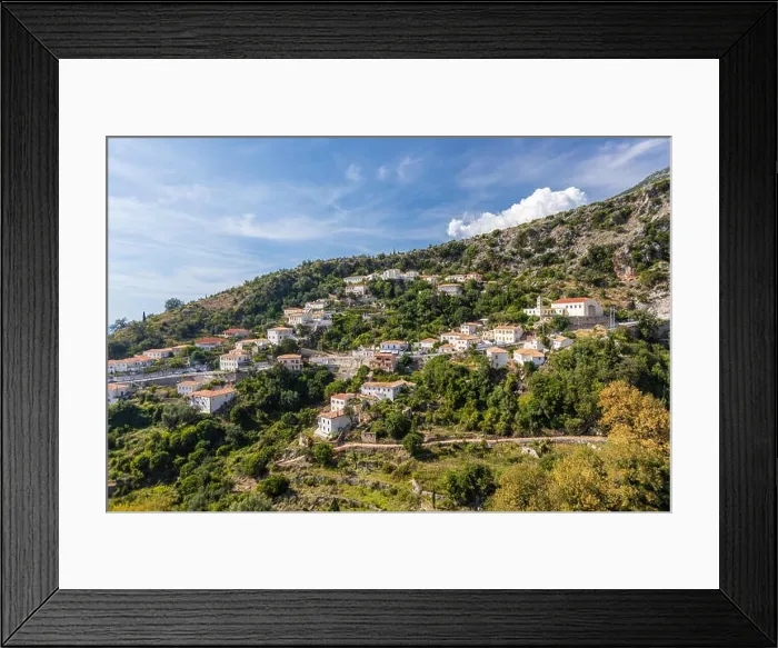 Framed Print : An old city in the mountains of Albania. Top landscape view Framed Print : An old city in the mountains of Albania. Top landscape view