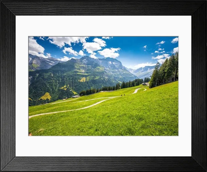 Framed Print : Elm village and Swiss mountains - Piz Segnas, Piz Sardona, Laaxer Stockli from Ampachli, Glarus, Switzerland, Europe Framed Print : Elm village and Swiss mountains - Piz Segnas, Piz Sardona, Laaxer Stockli from Ampachli, Glarus, Switzerland, Europe