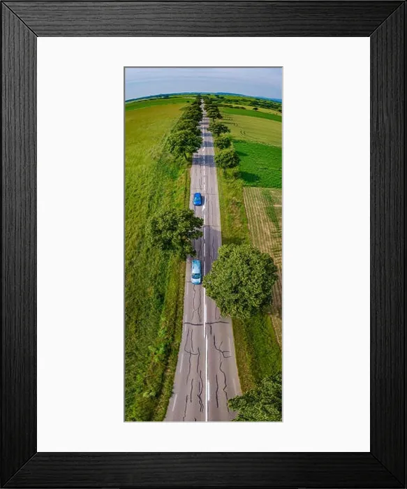Framed Print : Vertical panoramic view of road made from drone. Useful for tall banner Framed Print : Vertical panoramic view of road made from drone. Useful for tall banner