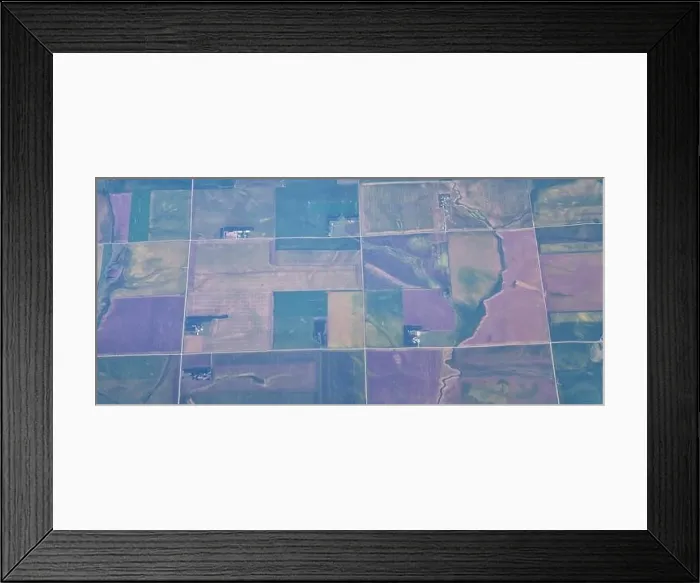Framed Print : Aerial view of crop circles and squares over midwest states on flight over Colorado Framed Print : Aerial view of crop circles and squares over midwest states on flight over Colorado