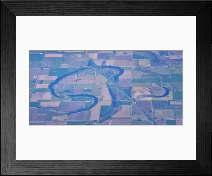 Framed Print : Aerial view of crop circles and squares over midwest states on flight over Colorado
