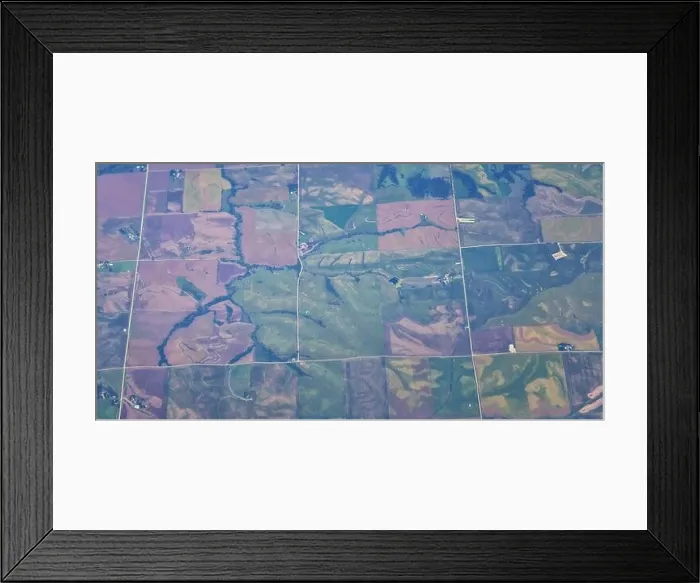Framed Print : Aerial view of crop circles and squares over midwest states on flight over Colorado Framed Print : Aerial view of crop circles and squares over midwest states on flight over Colorado