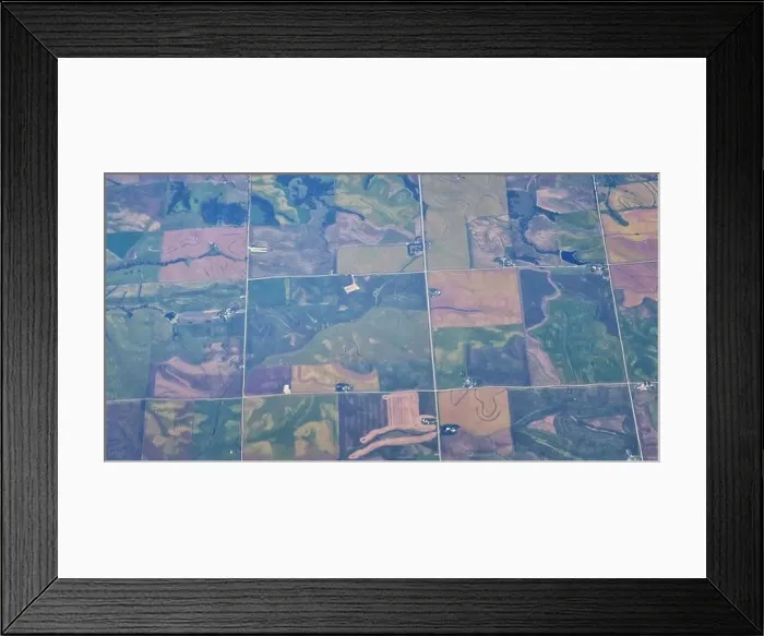 Framed Print : Aerial view of crop circles and squares over midwest states on flight over Colorado Framed Print : Aerial view of crop circles and squares over midwest states on flight over Colorado