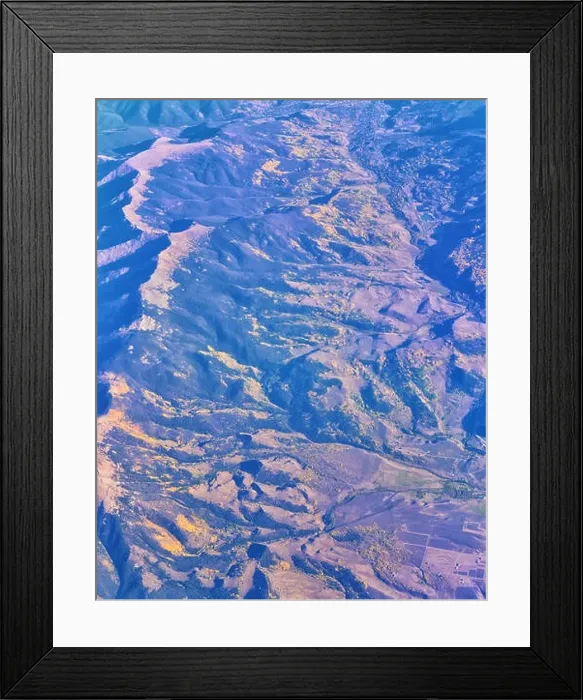 Framed Print : Aerial view of topographical Rocky Mountain landscapes on flight over Colorado and Utah during autumn Framed Print : Aerial view of topographical Rocky Mountain landscapes on flight over Colorado and Utah during autumn