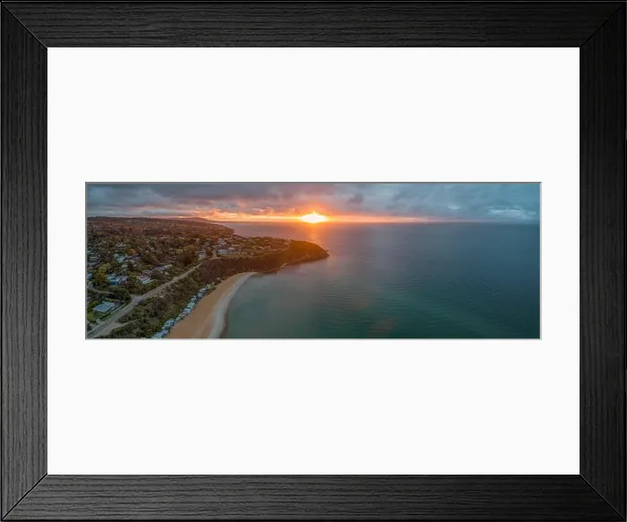 Framed Print : Glowing sunset over Port Phillip Bay in Australia - panorama