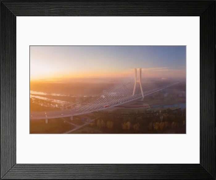 Framed Print : Spectacular view from drone on Redzinski Bridge in Wrocław, Poland Framed Print : Spectacular view from drone on Redzinski Bridge in Wrocław, Poland