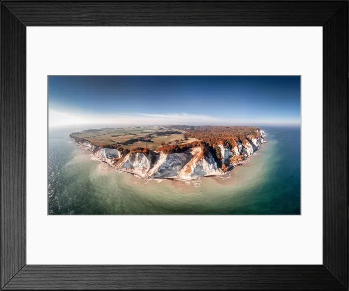 Framed Print : Drone view of the small Danish Island Møn located in the Baltic Sea with its famous chalk cliffs Framed Print : Drone view of the small Danish Island Møn located in the Baltic Sea with its famous chalk cliffs