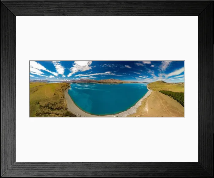 Framed Print : Aerial drone shots of beautiful Lake Tekapo with reflection of sky and mountains, New Zealand Framed Print : Aerial drone shots of beautiful Lake Tekapo with reflection of sky and mountains, New Zealand