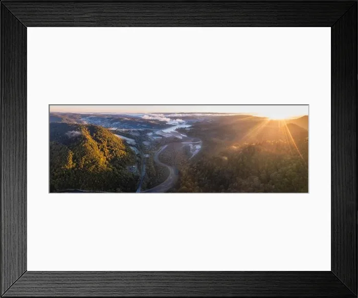 Framed Print : Sunrise over Bieszczady Mountains in Poland. Aerial panoramic landscape photographed from drone Framed Print : Sunrise over Bieszczady Mountains in Poland. Aerial panoramic landscape photographed from drone