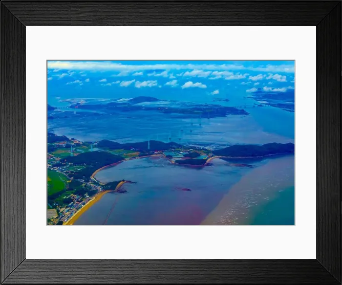 Framed Print : aerial photos view of South Korea island Framed Print : aerial photos view of South Korea island