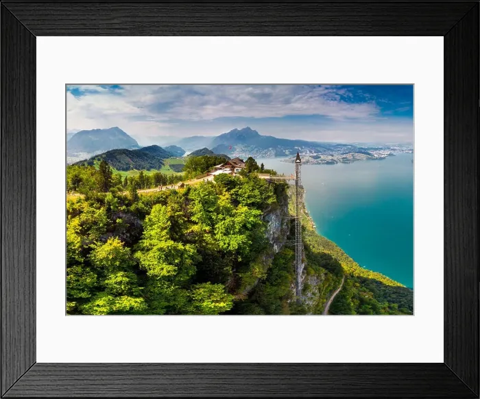 Framed Print : Hammetschwand elevator in Alps near Burgenstock with the view of Swiss Alps and Vierwaldstattersee, Switzerland, Europe Framed Print : Hammetschwand elevator in Alps near Burgenstock with the view of Swiss Alps and Vierwaldstattersee, Switzerland, Europe
