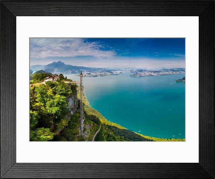 Framed Print : Hammetschwand elevator in Alps near Burgenstock with the view of Swiss Alps and Vierwaldstattersee, Switzerland, Europe Framed Print : Hammetschwand elevator in Alps near Burgenstock with the view of Swiss Alps and Vierwaldstattersee, Switzerland, Europe