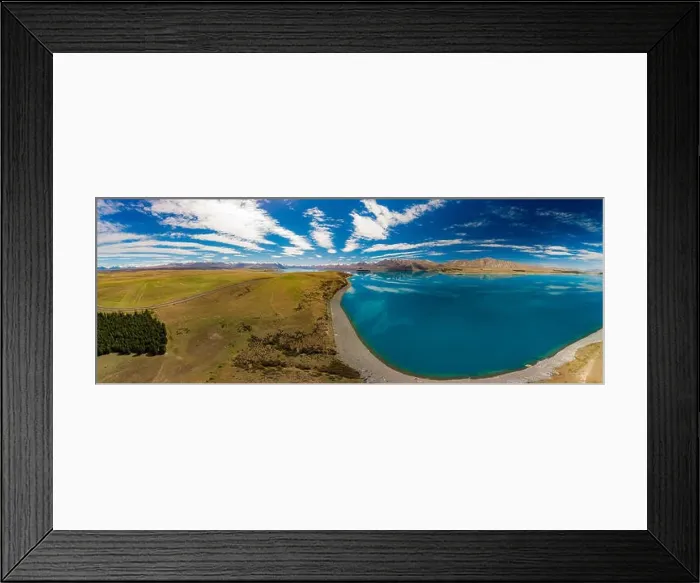 Framed Print : Aerial drone shots of beautiful Lake Tekapo with reflection of sky and mountains, New Zealand Framed Print : Aerial drone shots of beautiful Lake Tekapo with reflection of sky and mountains, New Zealand