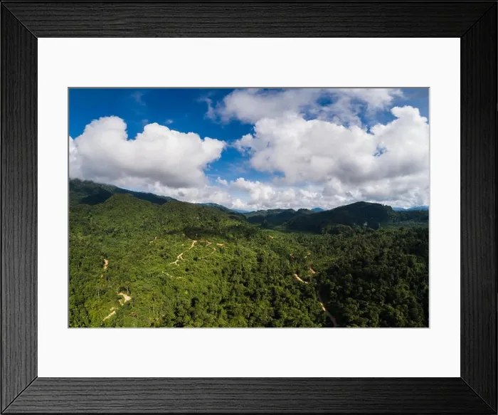 Framed Print : Aerial view of mountains in the rainforest of Malaysia on sunny day Framed Print : Aerial view of mountains in the rainforest of Malaysia on sunny day