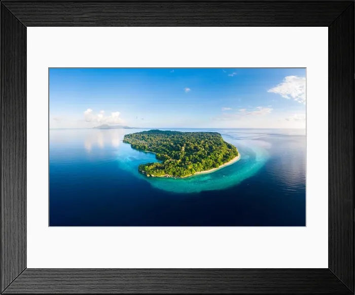 Framed Print : Aerial view tropical beach island reef caribbean sea Framed Print : Aerial view tropical beach island reef caribbean sea