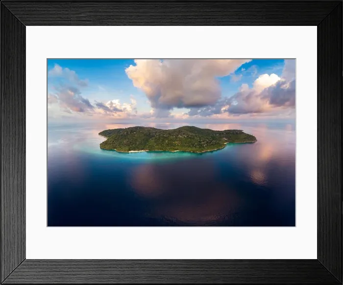 Framed Print : Aerial view tropical beach island reef caribbean sea