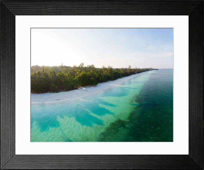 Framed Print : Aerial view tropical beach island reef caribbean sea Framed Print : Aerial view tropical beach island reef caribbean sea