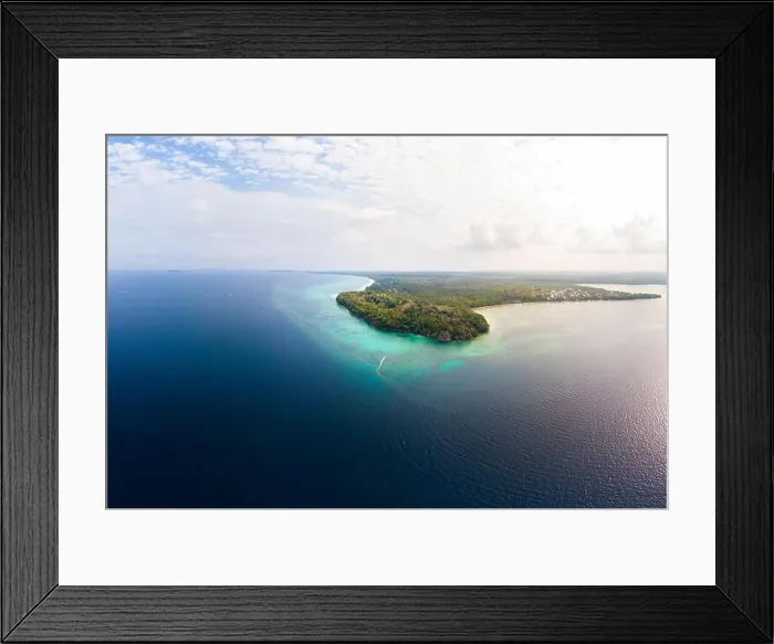 Framed Print : Aerial view tropical beach island reef caribbean sea Framed Print : Aerial view tropical beach island reef caribbean sea