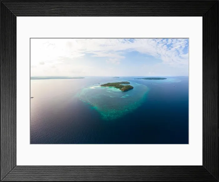 Framed Print : Aerial view tropical beach island reef caribbean sea Framed Print : Aerial view tropical beach island reef caribbean sea