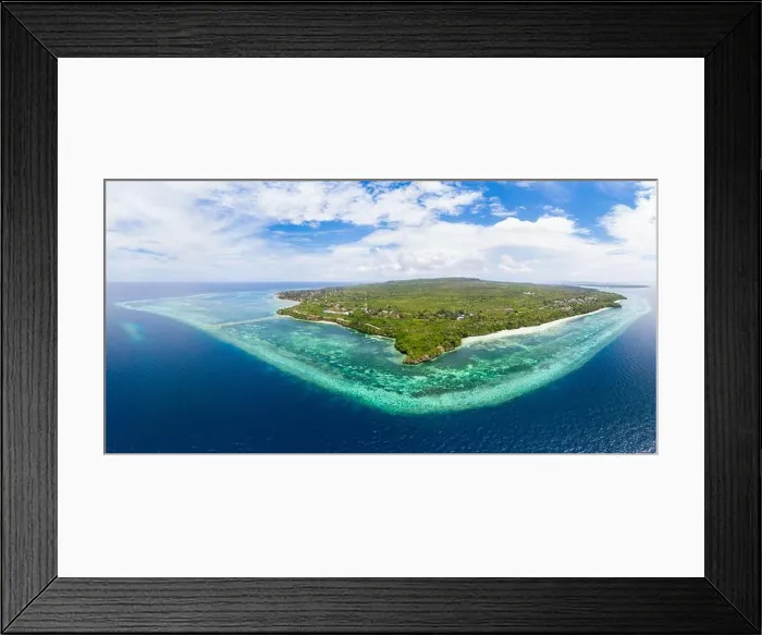 Framed Print : Aerial view tropical beach island reef caribbean sea Framed Print : Aerial view tropical beach island reef caribbean sea