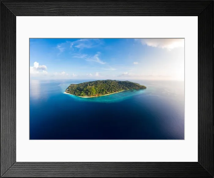 Framed Print : Aerial view tropical beach island reef caribbean sea Framed Print : Aerial view tropical beach island reef caribbean sea