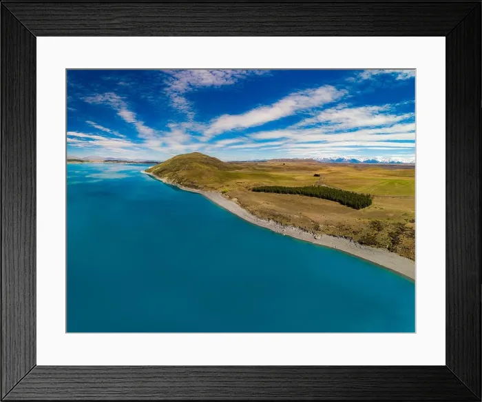 Framed Print : Aerial drone shots of beautiful Lake Tekapo with reflection of sky and mountains, New Zealand Framed Print : Aerial drone shots of beautiful Lake Tekapo with reflection of sky and mountains, New Zealand