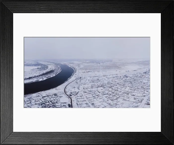 Framed Print : Aerial view on town after rain. Many houses Framed Print : Aerial view on town after rain. Many houses