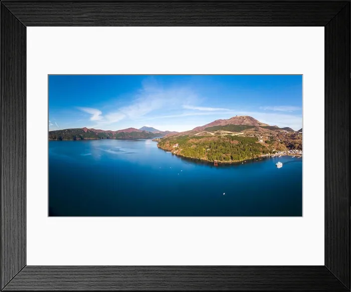Framed Print : Mount Fuji and Lake Ashi.The shooting location is Lake Ashi, Kanagawa Prefecture Japan.View from drone.-aerial photo Framed Print : Mount Fuji and Lake Ashi.The shooting location is Lake Ashi, Kanagawa Prefecture Japan.View from drone.-aerial photo