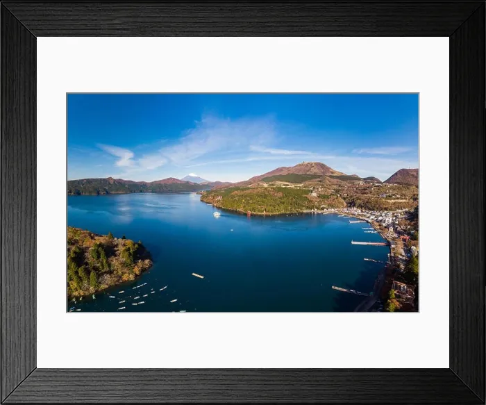 Framed Print : Mount Fuji and Lake Ashi.The shooting location is Lake Ashi, Kanagawa Prefecture Japan.View from drone.-aerial photo Framed Print : Mount Fuji and Lake Ashi.The shooting location is Lake Ashi, Kanagawa Prefecture Japan.View from drone.-aerial photo