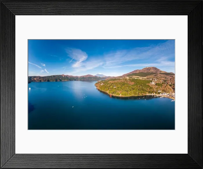Framed Print : Mount Fuji and Lake Ashi.The shooting location is Lake Ashi, Kanagawa Prefecture Japan.View from drone.-aerial photo Framed Print : Mount Fuji and Lake Ashi.The shooting location is Lake Ashi, Kanagawa Prefecture Japan.View from drone.-aerial photo