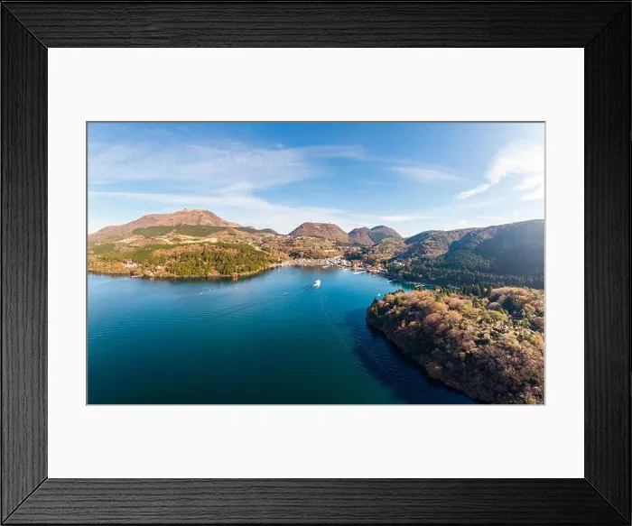 Framed Print : Mount Fuji and Lake Ashi.The shooting location is Lake Ashi, Kanagawa Prefecture Japan.View from drone.-aerial photo Framed Print : Mount Fuji and Lake Ashi.The shooting location is Lake Ashi, Kanagawa Prefecture Japan.View from drone.-aerial photo