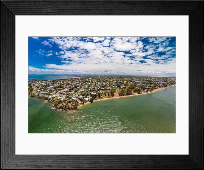 Framed Print : Aerial drone view of Suttons Beach, Redcliffe, Queensland, Australia Framed Print : Aerial drone view of Suttons Beach, Redcliffe, Queensland, Australia