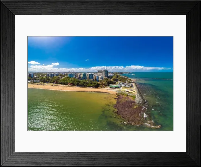Framed Print : Aerial drone view of Suttons Beach, Redcliffe, Queensland, Australia Framed Print : Aerial drone view of Suttons Beach, Redcliffe, Queensland, Australia