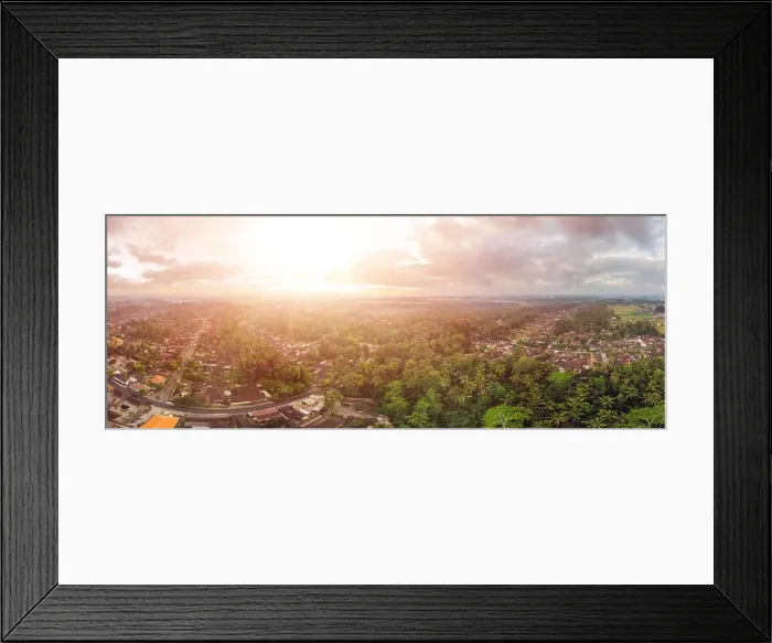 Framed Print : Houses and rice terraces seen from above with a drone in Ubud, Bali, Indonesia Framed Print : Houses and rice terraces seen from above with a drone in Ubud, Bali, Indonesia
