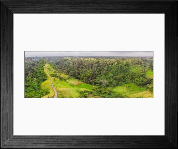 Framed Print : Aerial picture of Campuhan Ridge Walk, Scenic Green Valley in Ubud Bali. Photo from the drone Framed Print : Aerial picture of Campuhan Ridge Walk, Scenic Green Valley in Ubud Bali. Photo from the drone