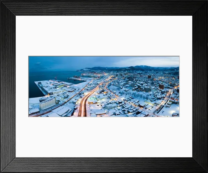 Framed Print : landmarks of Otaru city in the night