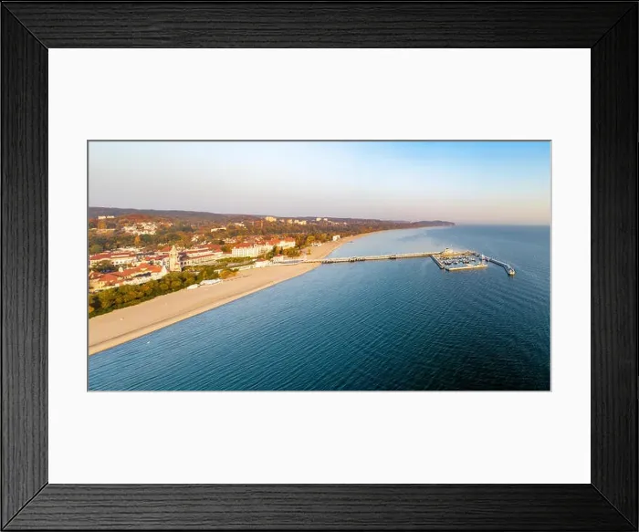 Framed Print : Wide aerial panorama of Sopot resort near Gdank in Poland in sunrise light Framed Print : Wide aerial panorama of Sopot resort near Gdank in Poland in sunrise light