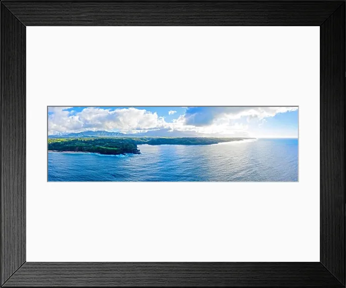 Framed Print : Kauai North Shore Napali Coast Panoramic Drone Aerial Sunset Sun Flare Clouds Mountains Framed Print : Kauai North Shore Napali Coast Panoramic Drone Aerial Sunset Sun Flare Clouds Mountains
